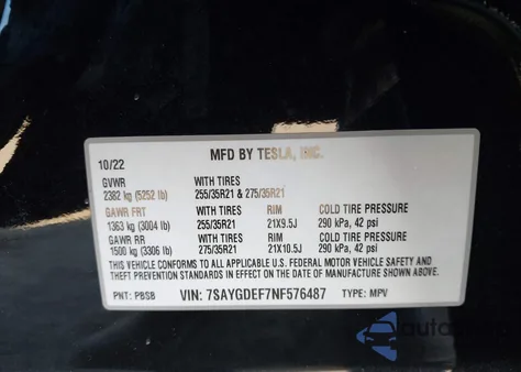 2022 Tesla Model Y Performance Dual Motor All-Wheel Drive from USA, damaged, VIN 7SAYGDEF7NF576487